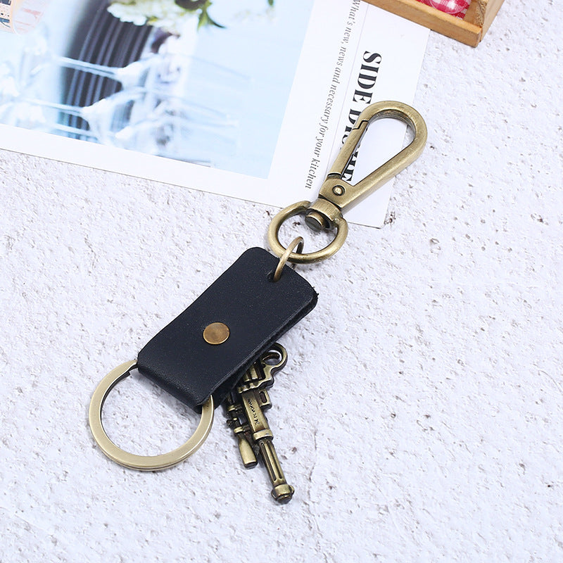 Wholesale Vintage Cowhide Gift Small Gifts Men's Alloy Genuine Leather Keychain