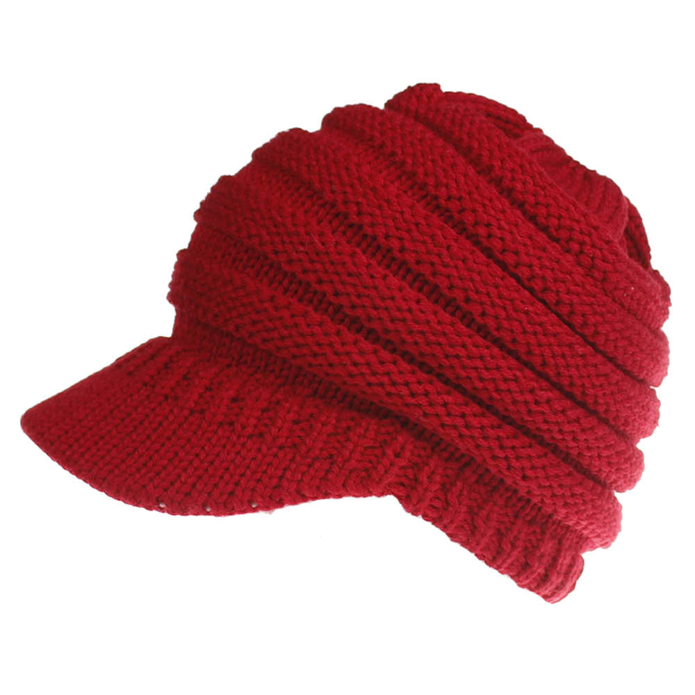 Wholesale Women's Knitted Baseball Cap Open Ponytail Hat Winter Hat
