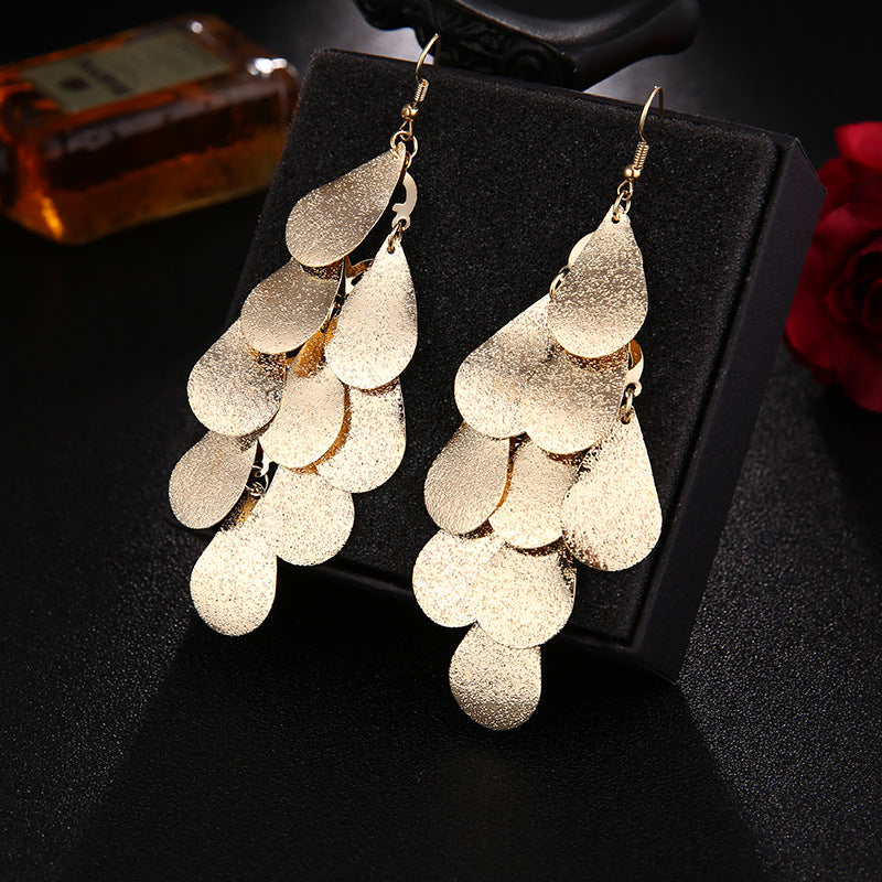 Wholesale Fashion Metal Exaggerated Tassel Long Earrings