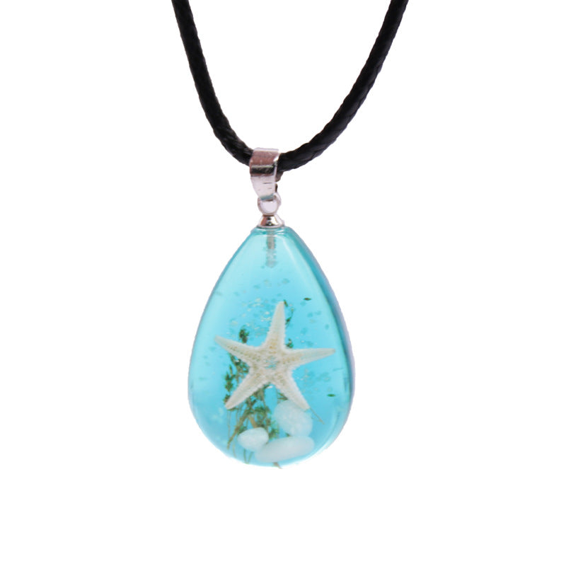 Wholesale 6pcs Natural Starfish Specimen Luminous Stone Necklace