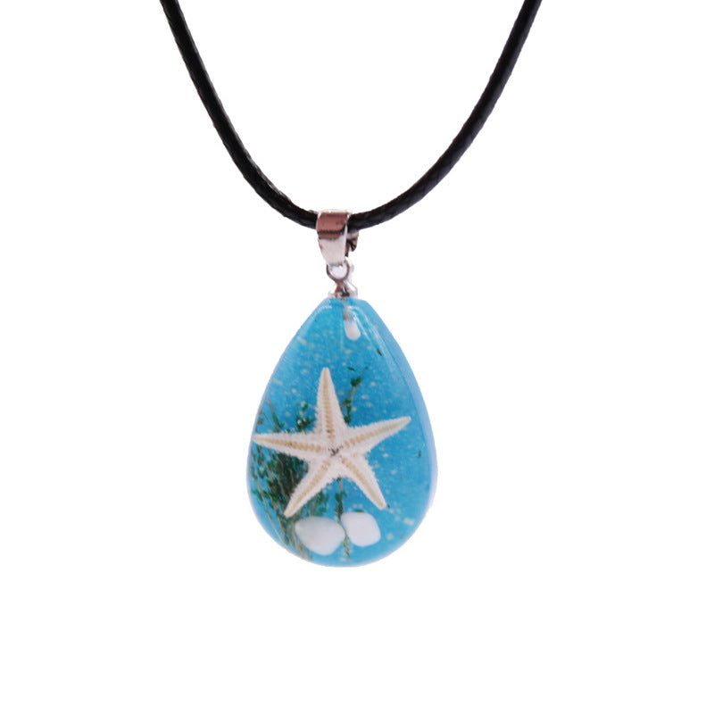 Wholesale Starfish Luminous Stone Resin Necklace