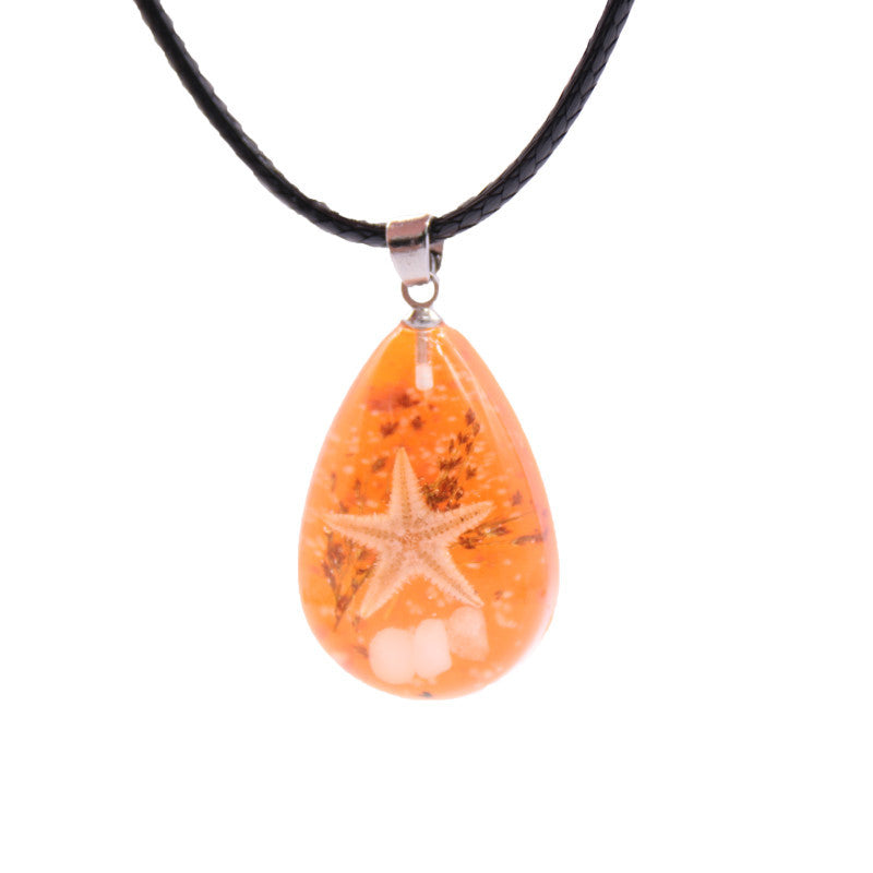 Wholesale 6pcs Natural Starfish Specimen Luminous Stone Necklace
