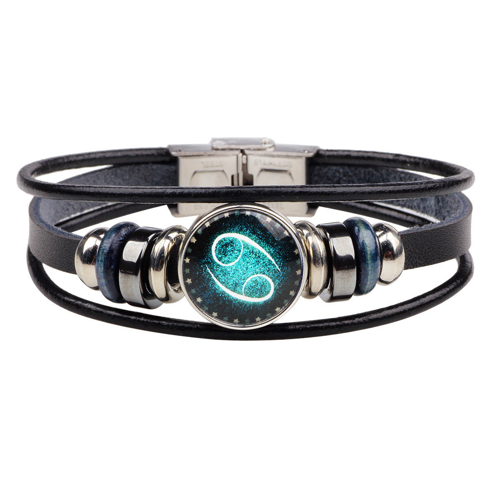 Wholesale Multilayer Twelve Constellation Punk Couple Bracelet