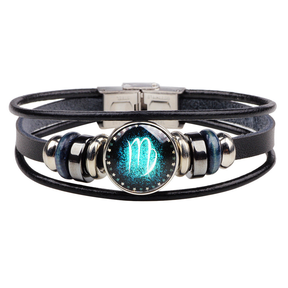 Wholesale Multilayer Twelve Constellation Punk Couple Bracelet