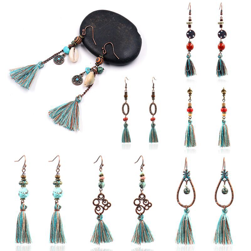 Wholesale Retro Tassel Fashion Exaggerated Long Earrings