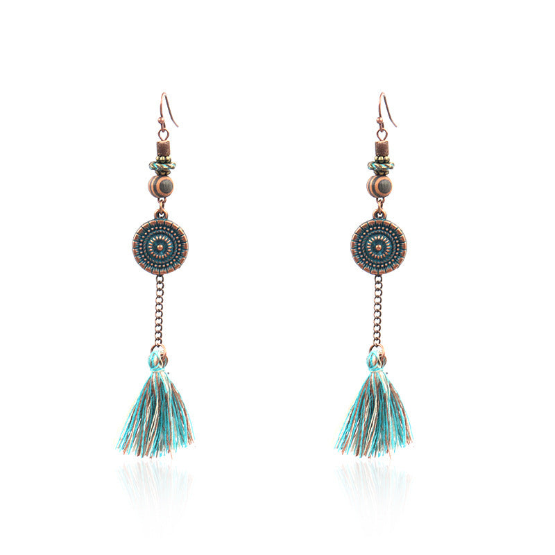 Wholesale Retro Tassel Fashion Exaggerated Long Earrings