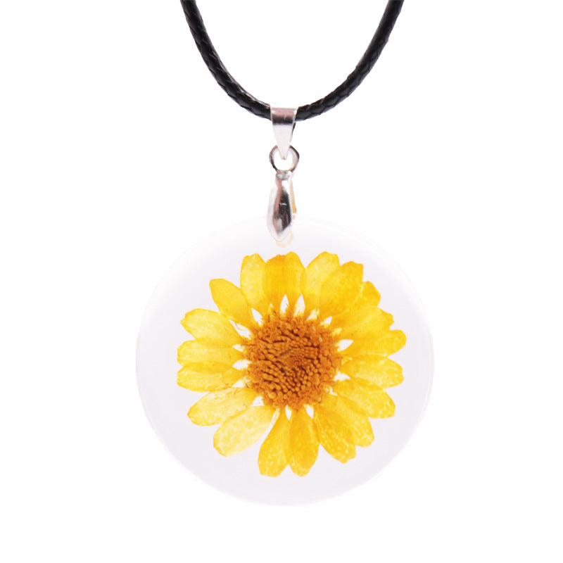 Wholesale 6pcs Epoxy Fashion Daisy Dried Flower Necklace