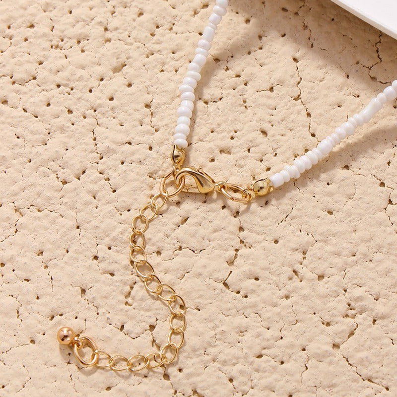 Wholesale Bohemian Beach Shell Holiday Style Natural Scallop Beaded Necklace