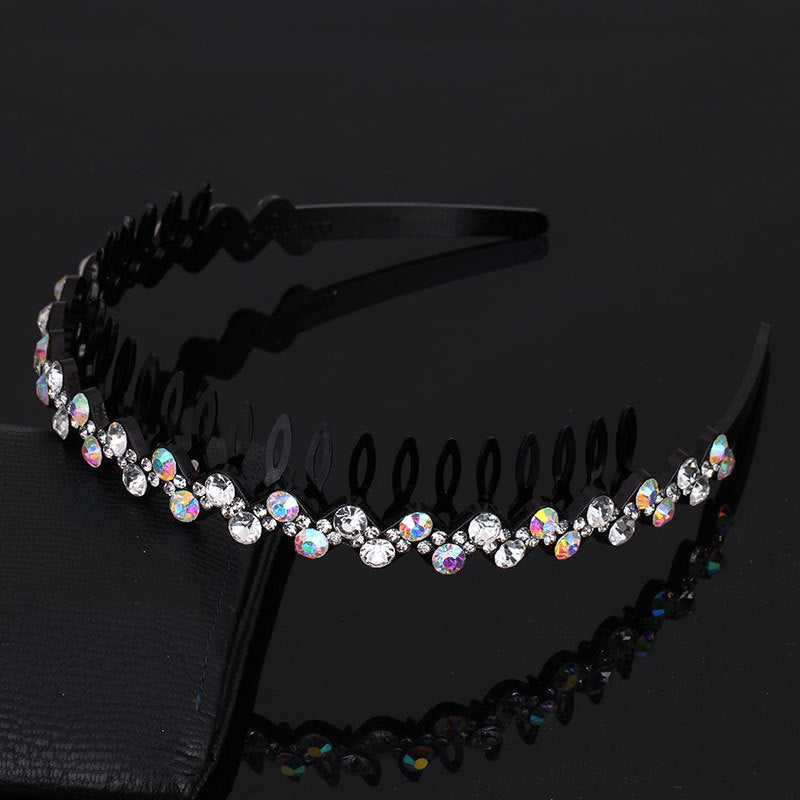Wholesale Rhinestone Black Full Diamond Wave Fashion Headband