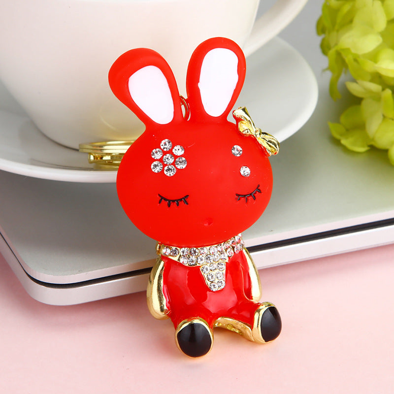 Wholesale Chic Metal Lucky Sheep Keychain Rhinestone Car Key Accessory Bag Charm Gift