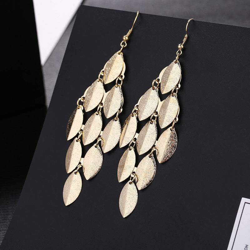 Wholesale Fashion Metal Exaggerated Tassel Long Earrings