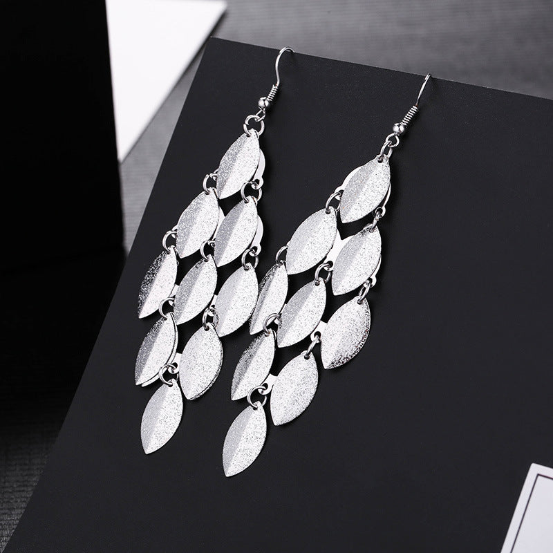 Wholesale Fashion Metal Exaggerated Tassel Long Earrings