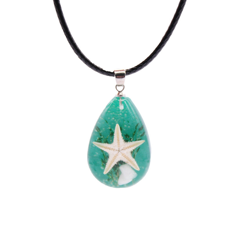 Wholesale 6pcs Natural Starfish Specimen Luminous Stone Necklace