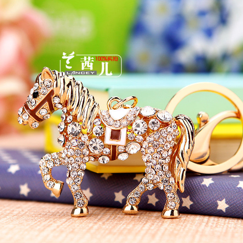 Wholesale Chic Metal Lucky Sheep Keychain Rhinestone Car Key Accessory Bag Charm Gift