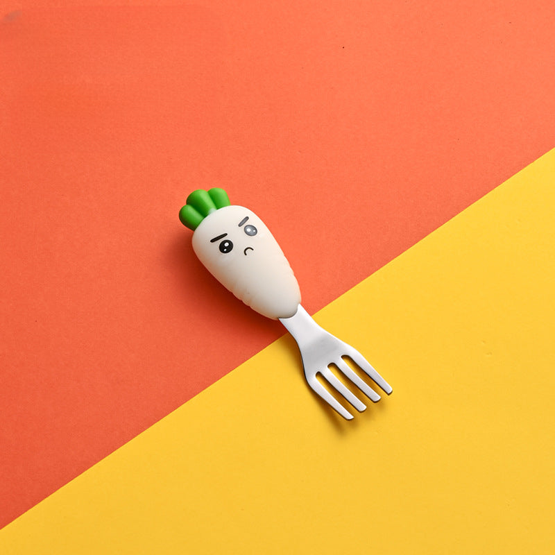 Wholesale Expression Radish Silicone Fork and Spoon Set