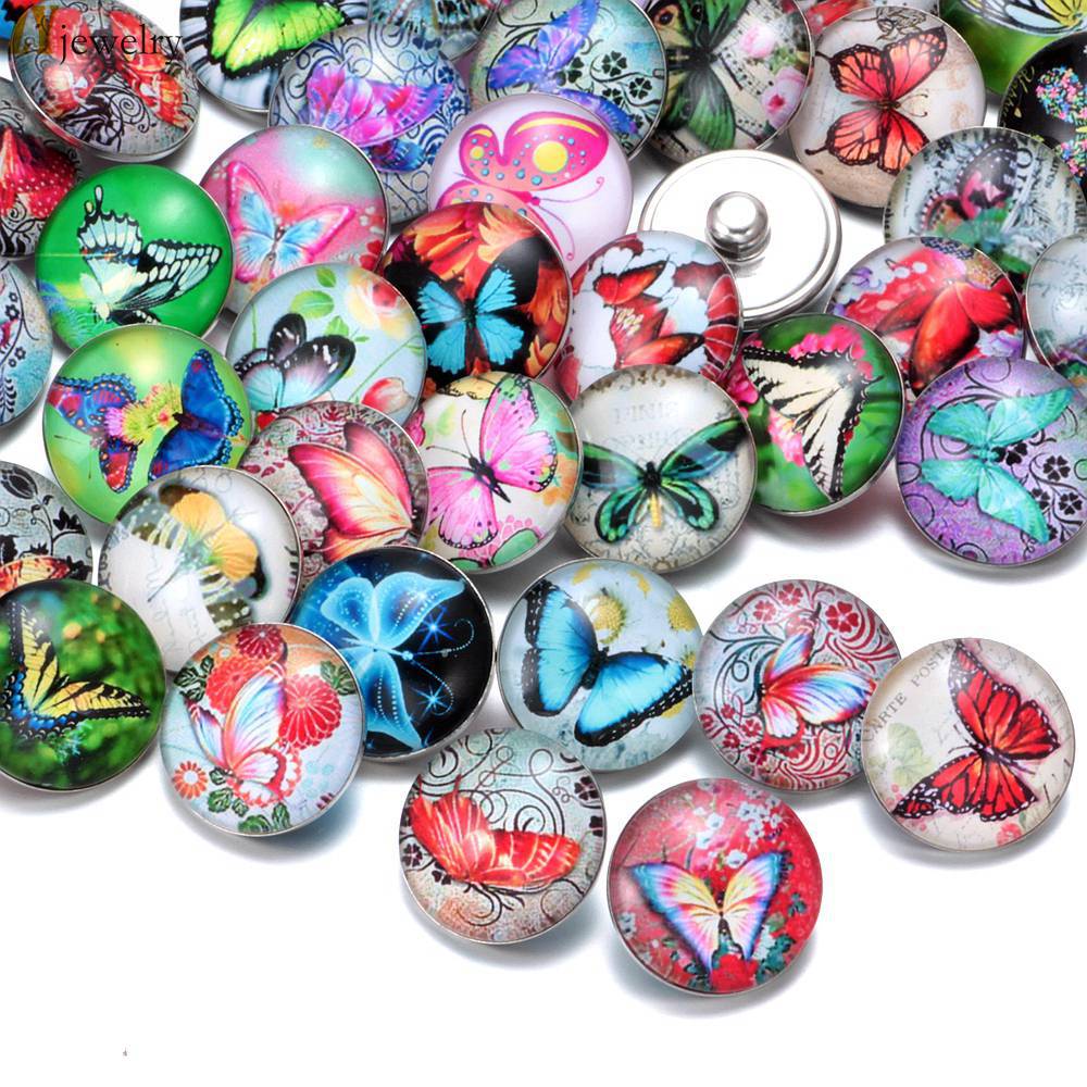 Wholesale 10pcs18MM Alloy Bracelet Pendant Exotic Glass DIY Buckle Jewelry Buckle