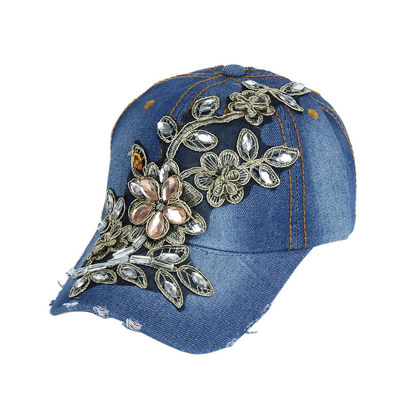 Wholesale Hot Diamond Rose Flower Sun Visor Sports Hip-Hop Baseball Cap