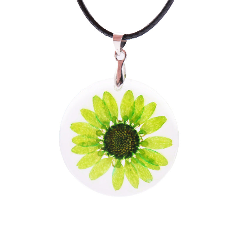 Wholesale 6pcs Epoxy Fashion Daisy Dried Flower Necklace
