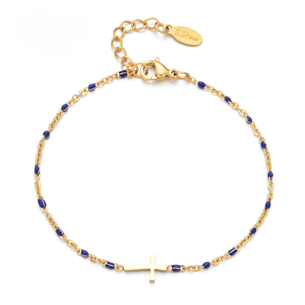 Wholesale Stainless Steel Oil Drip Cross Bracelet