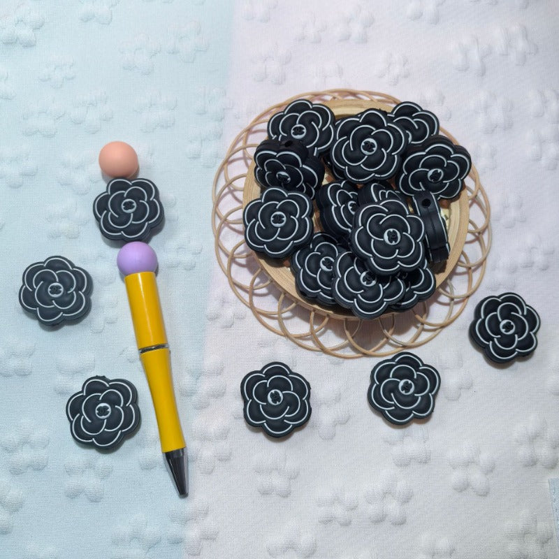 Wholesale 2D Multiple Colors  Creative Flower Cartoon Silicone Beads DIY Beads 10pcs/pack OLY Exclusive