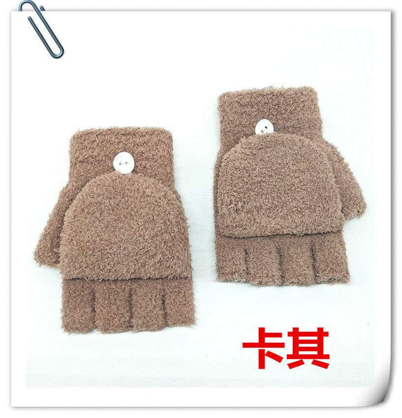 Wholesale Winter Women's Warm Flap Half-finger Gloves