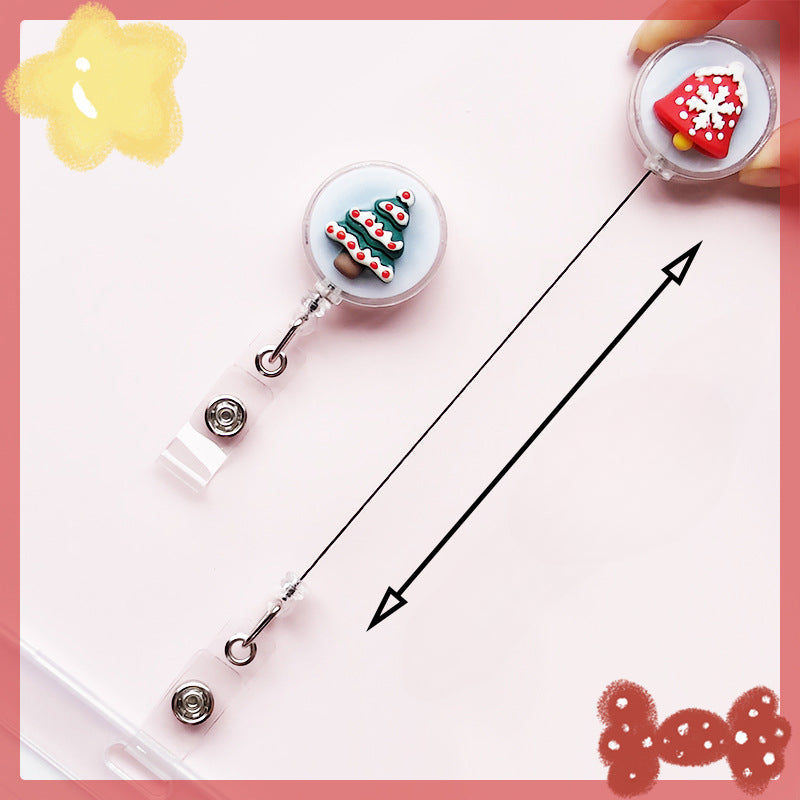 Wholesale 5pcs Cute Christmas Transparent Back Cartoon Creative Chest Badge Work Badge Student Rally Buckle Anti Loss Keychains