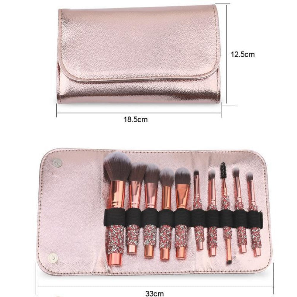 Wholesale Set of 10 Makeup Brushes with Diamond Handles