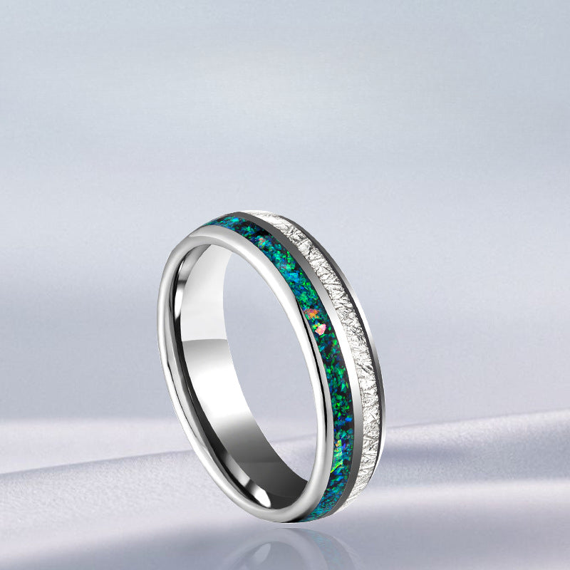 Wholesale Tungsten Gold Inlaid Baby's Breath Silver Foil Tungsten Steel Men's Ring