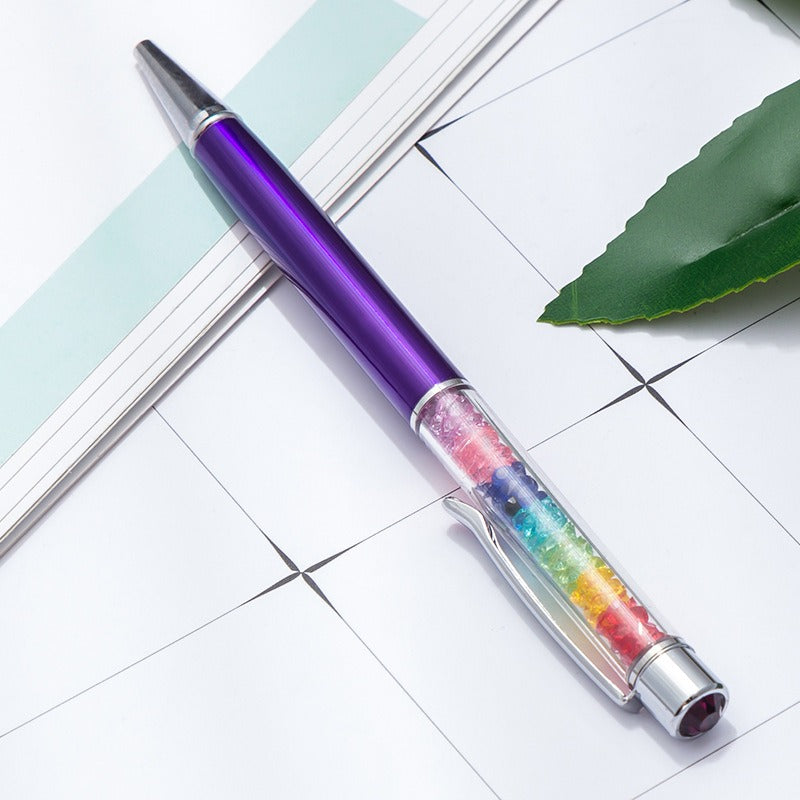 Whoelsale Pens Rainbow Crystal Pen Fragmented Diamond Fashion Metal Office Pen
