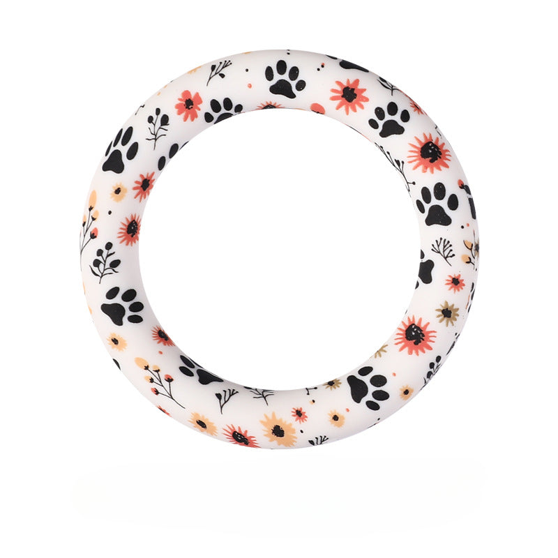 Wholesale 20pcs Silicone Bead Ring Keychain Beaded Jewelry Children DIY Handmade Silicone Bracelet