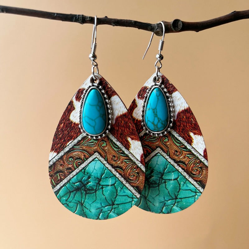 Wholesale Turquoise Pendant Retro Ethnic Style Fashion Bohemian Earrings