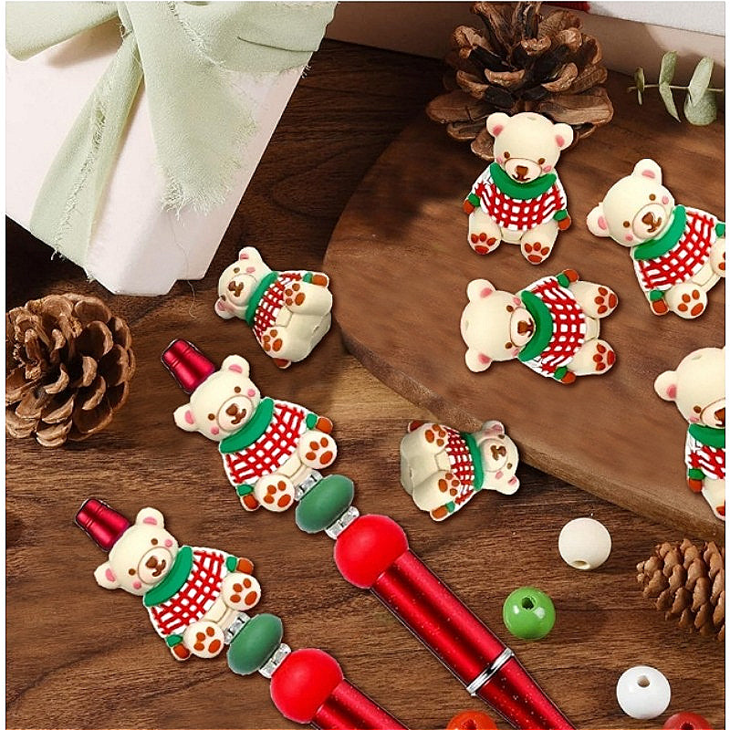 Wholesale 10pcs Cute Christmas Bear Creative Beads
