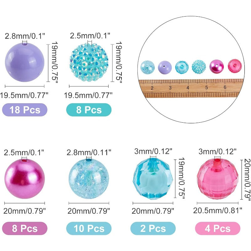 Wholesale PH50 large beads, 20mm cannonball beads, focus beads, colored pen beads, large rhinestone pearl beads, loose beads, spacer beads