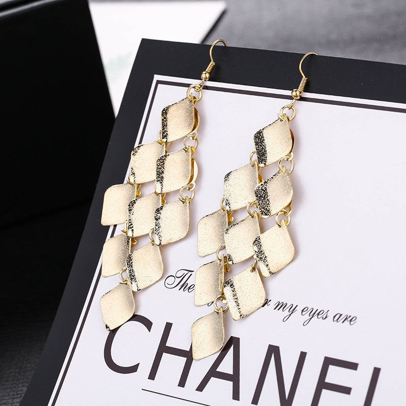 Wholesale Fashion Metal Exaggerated Tassel Long Earrings