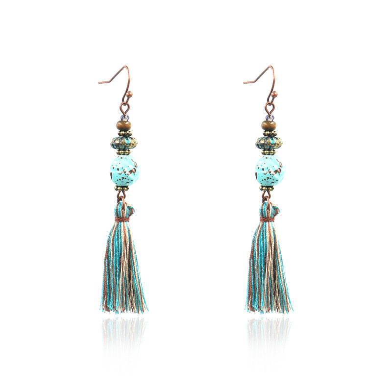 Wholesale Retro Tassel Fashion Exaggerated Long Earrings