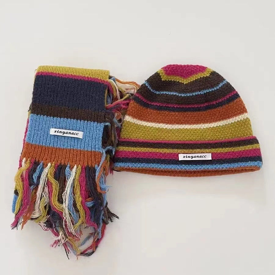 Wholesale Winter Knitted Tassel Woolen Hat Scarf Set