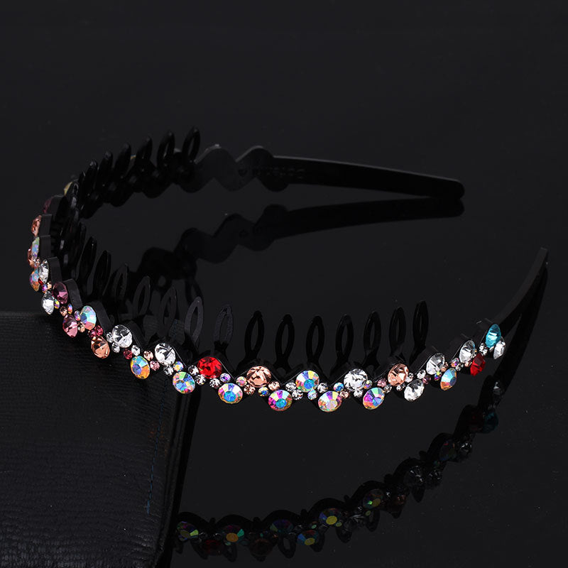 Wholesale Rhinestone Black Full Diamond Wave Fashion Headband