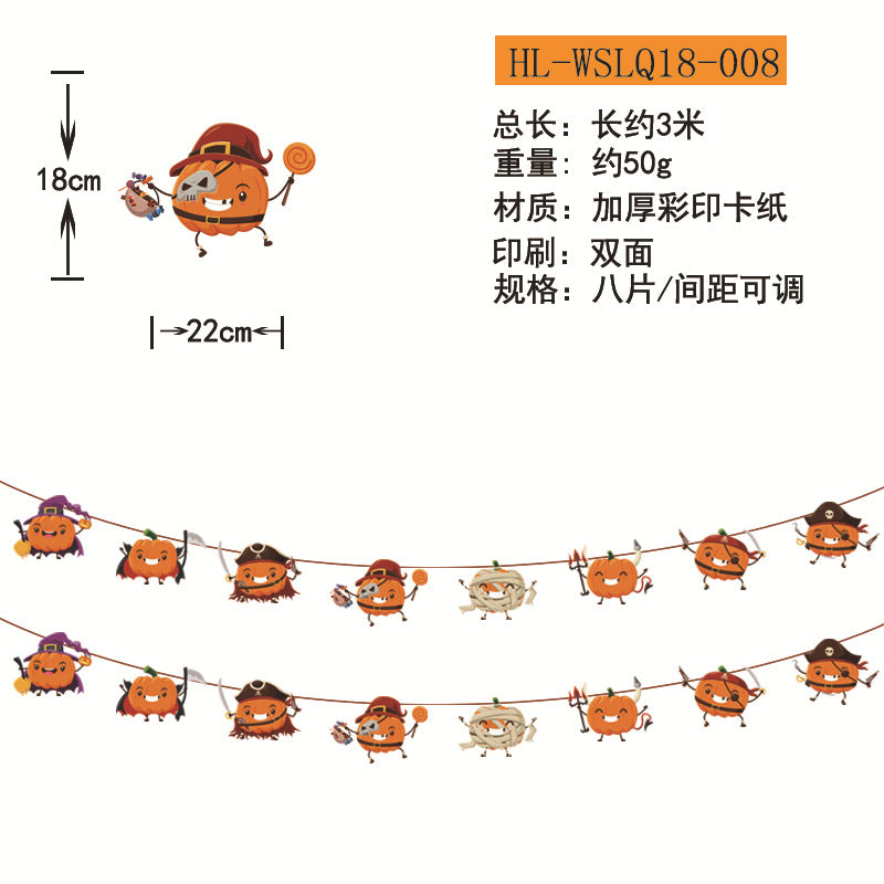 Wholesale  Flag Pendant Pumpkin Paper Flower Party Supplies Scene Layout  Decoration Triangle