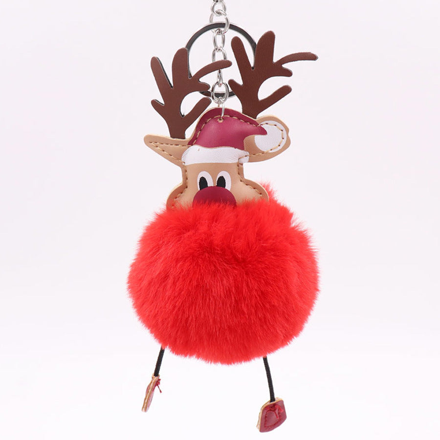 Wholesale Winter Christmas Deer Hairball Cute Elk Plush Keychains