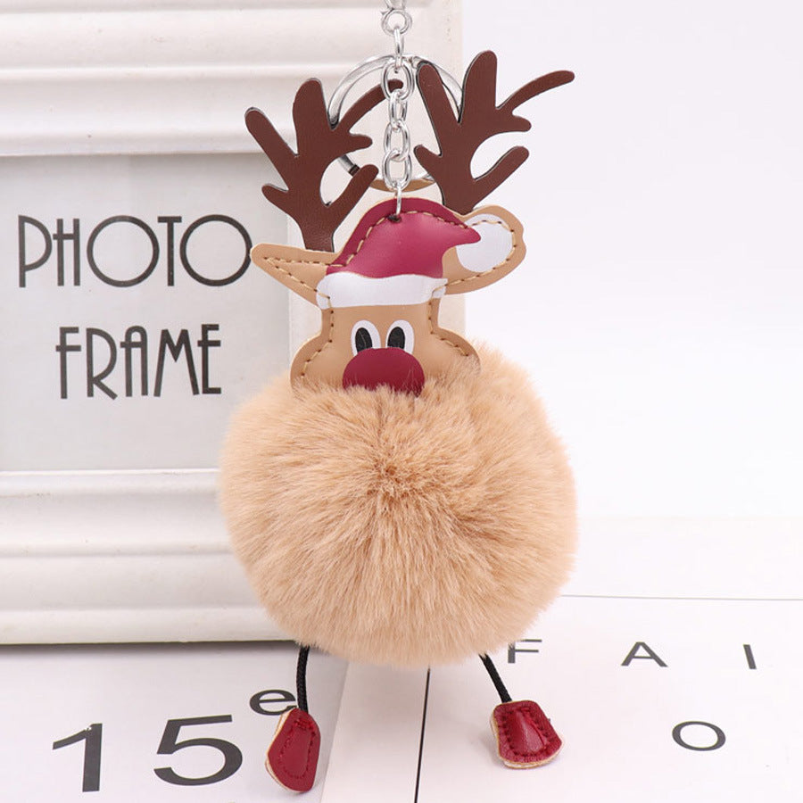 Wholesale Winter Christmas Deer Hairball Cute Elk Plush Keychains