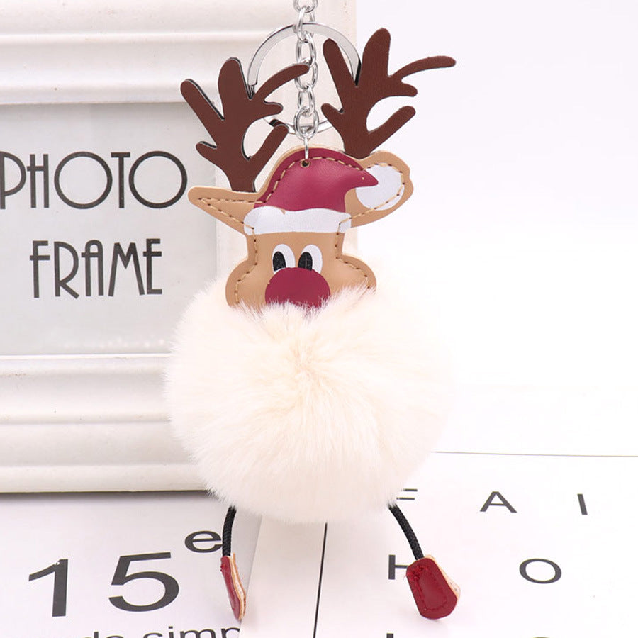 Wholesale Winter Christmas Deer Hairball Cute Elk Plush Keychains
