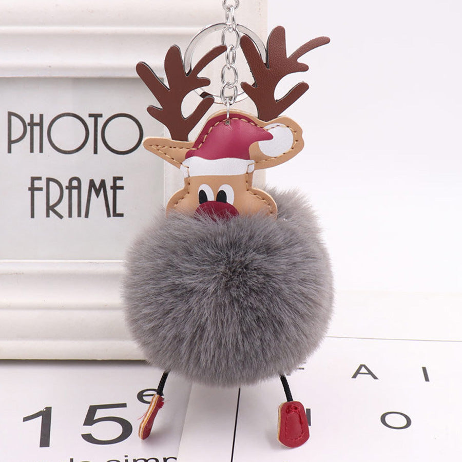 Wholesale Winter Christmas Deer Hairball Cute Elk Plush Keychains