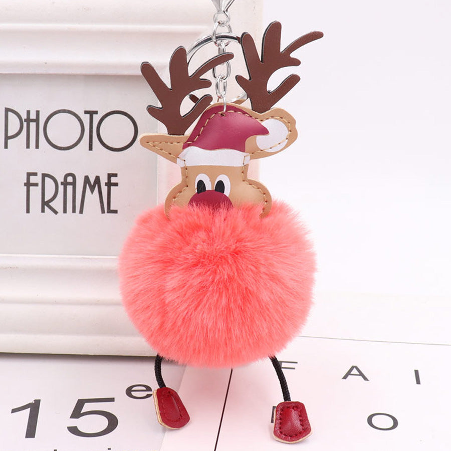 Wholesale Winter Christmas Deer Hairball Cute Elk Plush Keychains