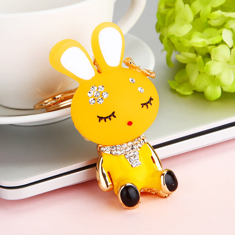 Wholesale Chic Metal Lucky Sheep Keychain Rhinestone Car Key Accessory Bag Charm Gift
