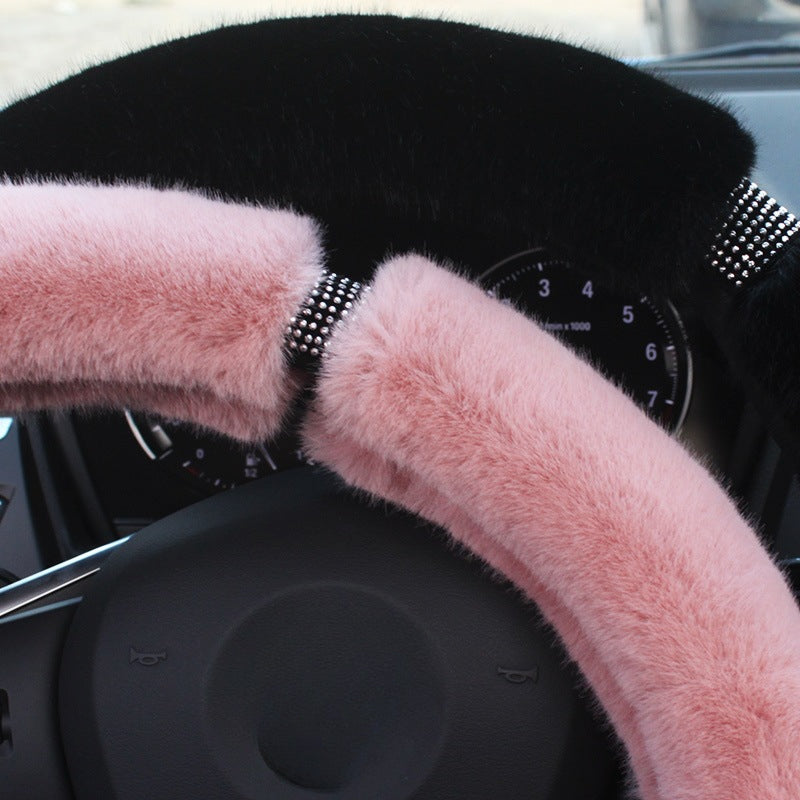 Wholesale New Winter Plush Warm Cover Hot Diamond Inlaid Handlebar