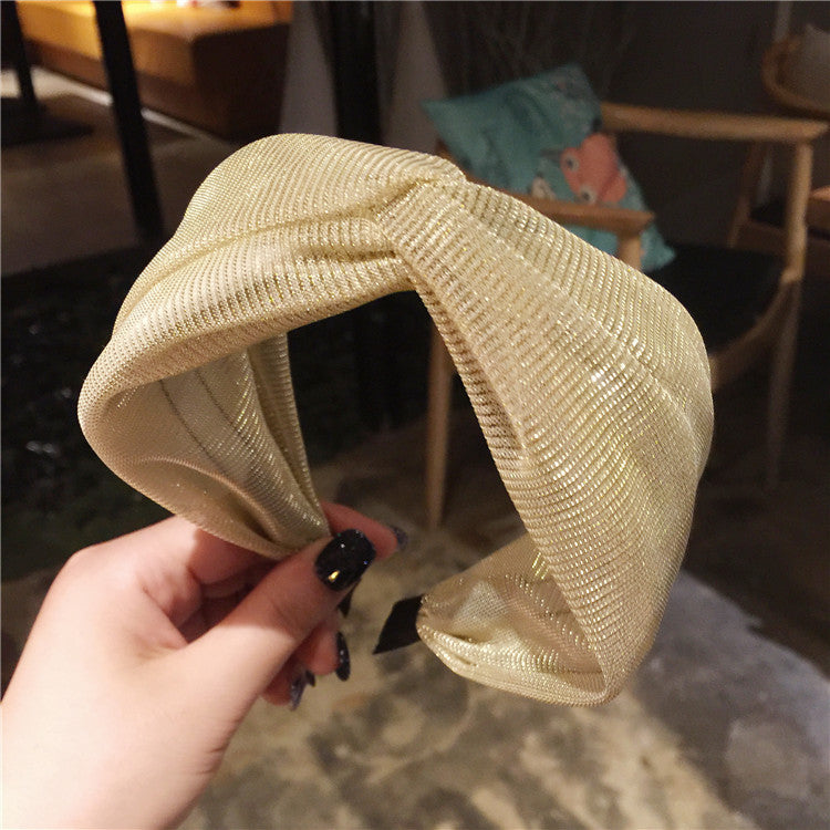 Wholesale Simple Wide Edge Cross Shiny Silk Fabric Headband