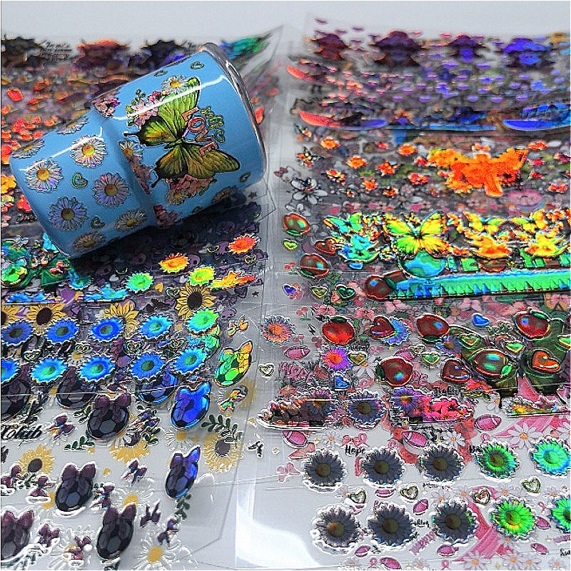 Wholesale 3oz Holographic Mini Stainless Steel Cup UV DTF Stickers Random 20pcs/50pcs Wraps for DIY Craftlaser wraps