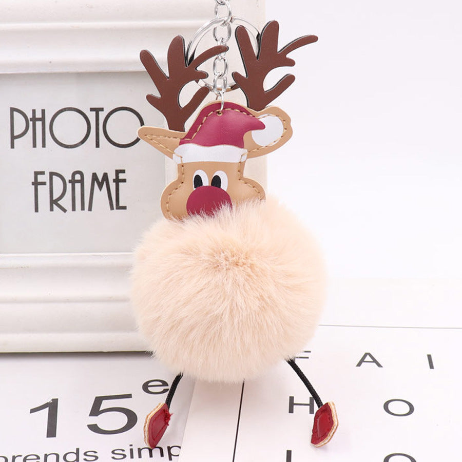 Wholesale Winter Christmas Deer Hairball Cute Elk Plush Keychains