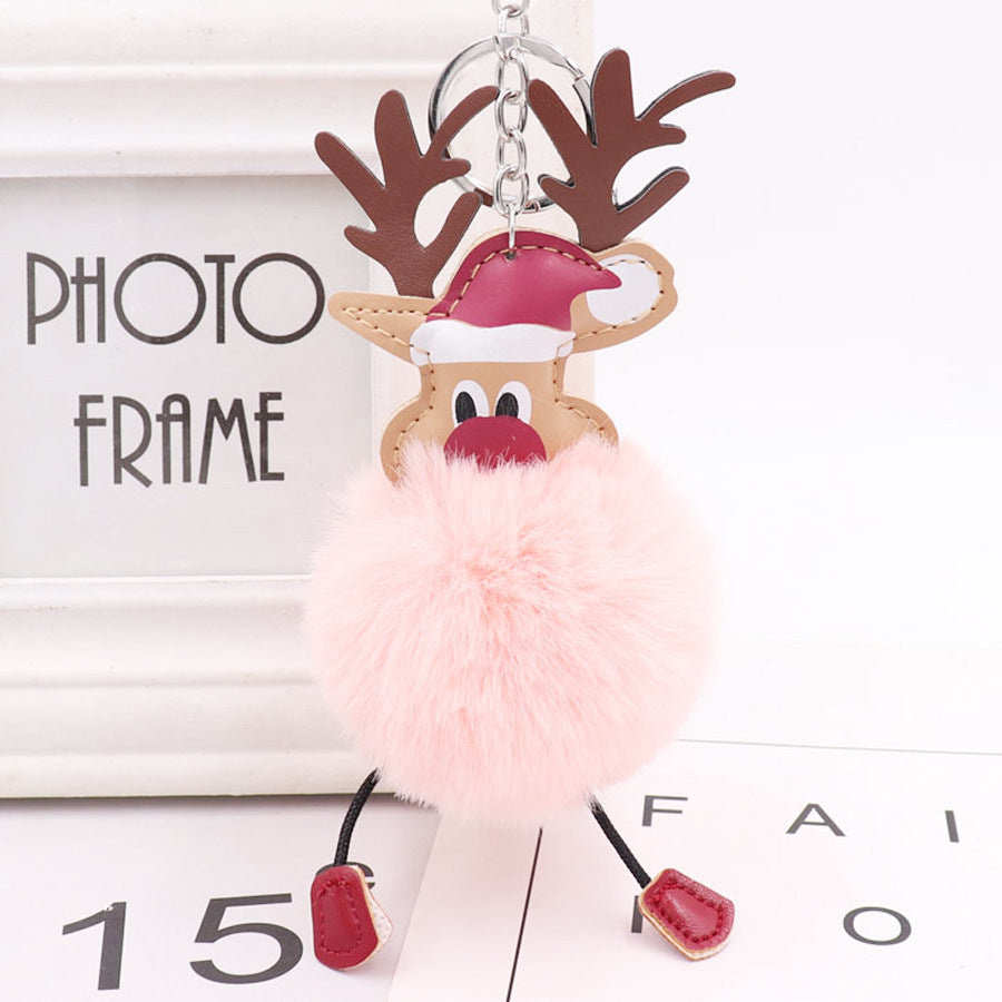 Wholesale Winter Christmas Deer Hairball Cute Elk Plush Keychains