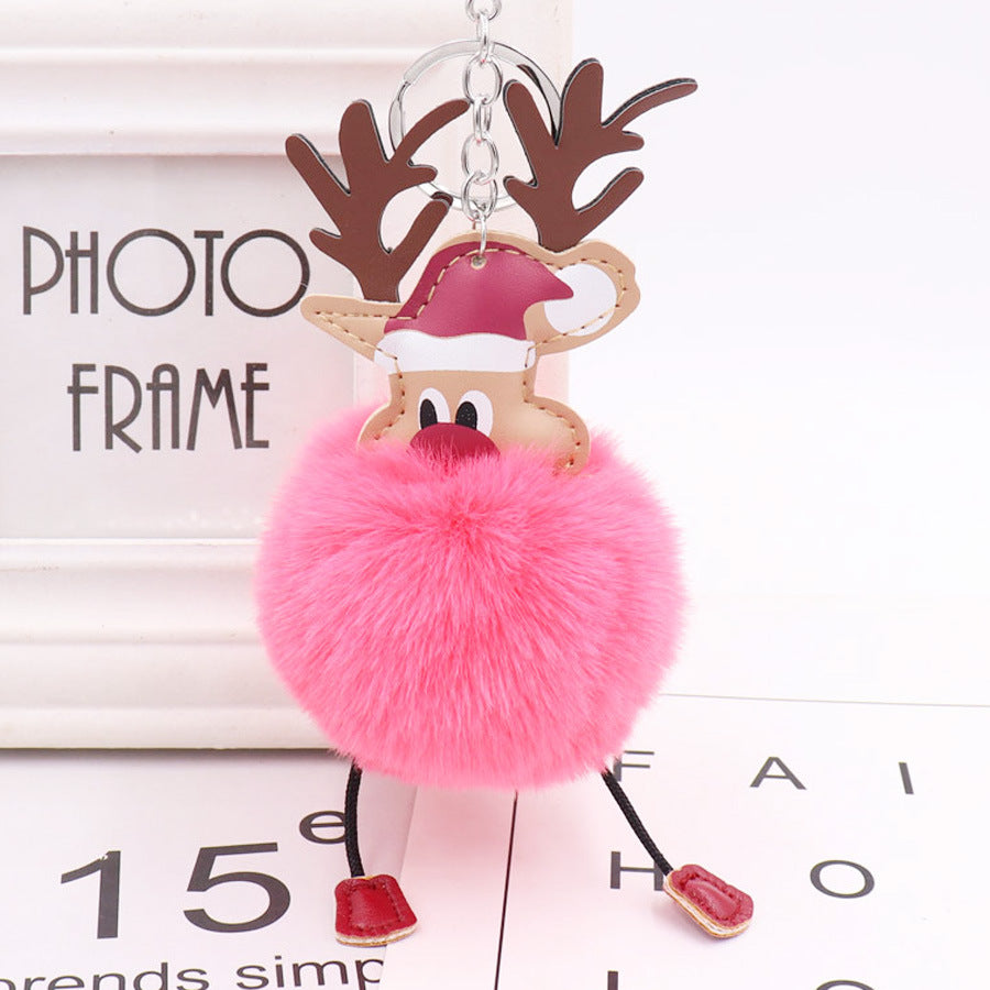 Wholesale Winter Christmas Deer Hairball Cute Elk Plush Keychains